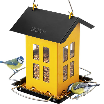 iBorn Bird Feeder House front view shows sturdy outdoor feeding setup