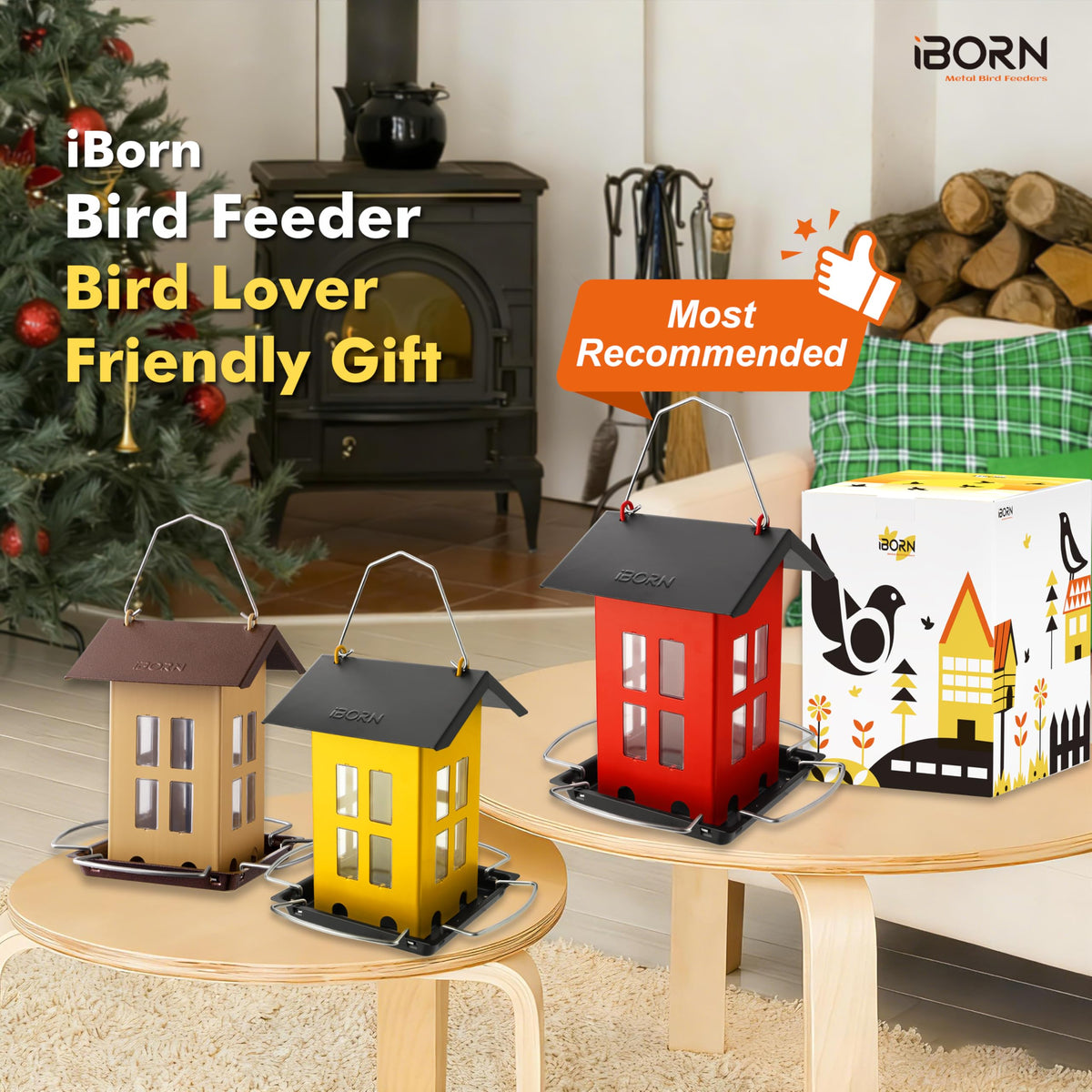 iBorn Bird Feeder House garden decor that attracts cardinals and other birds