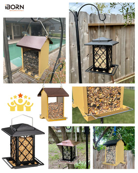 iBorn Bird Feeder House sturdy rust-resistant metal for harsh weather
