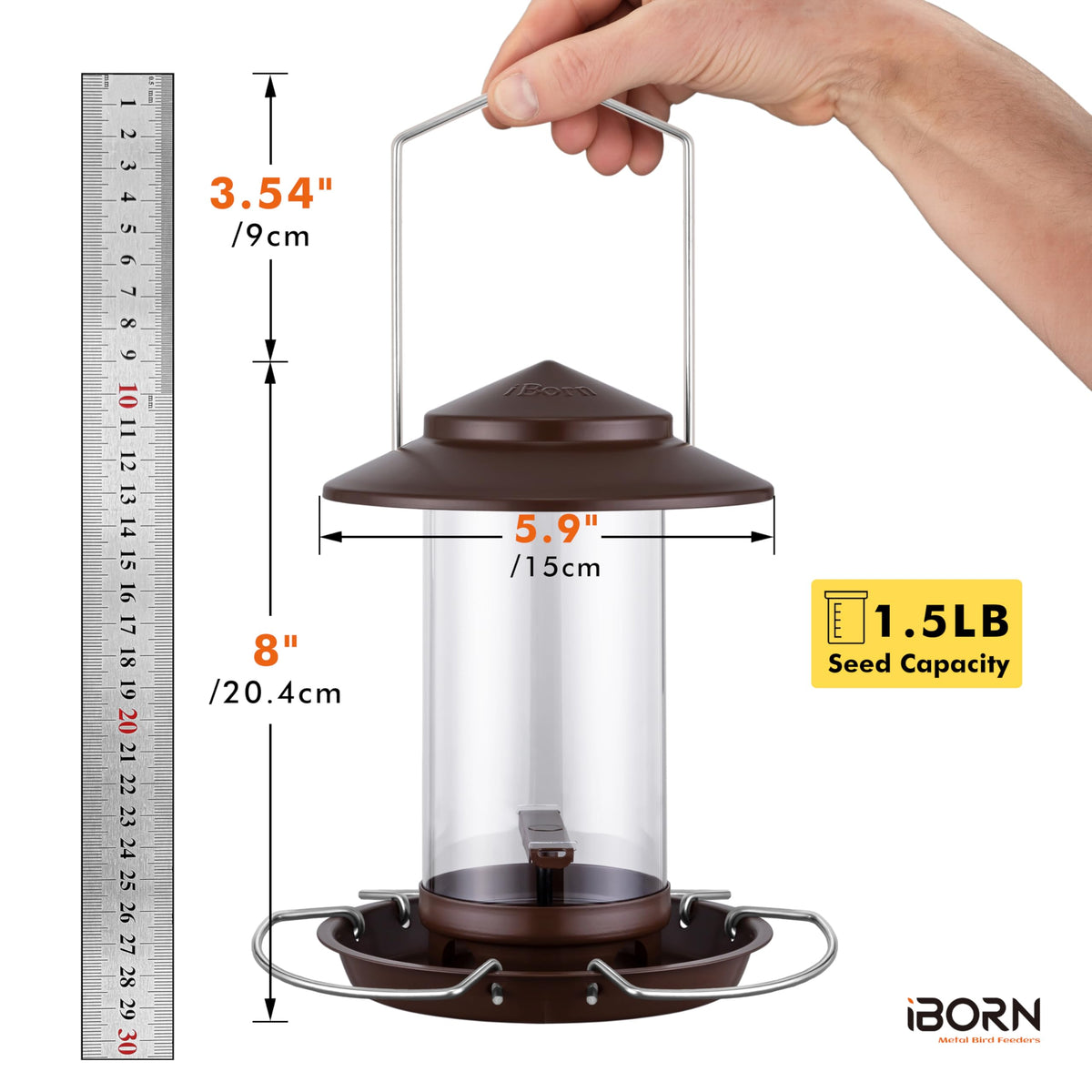 iBorn Bird Feeder supports mixed seed and corn kernels for visitors