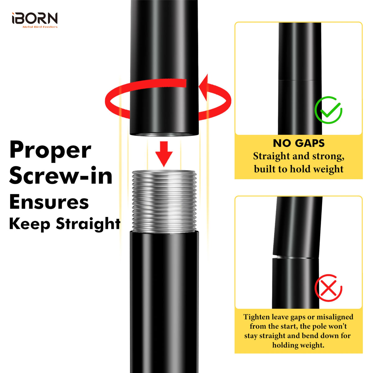 All-metal components endure outdoor weather and resist wobble.