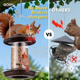 iBorn Bird Feeder powder-coated roof and tray for long-lasting protection