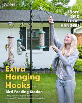 iBorn bird feeder station hooks on a 1 inch pole for versatile outdoor hanging
