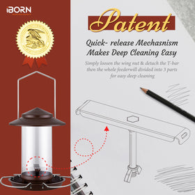 iBorn Bird Feeder weatherproof bronze finish withstands rain and snow