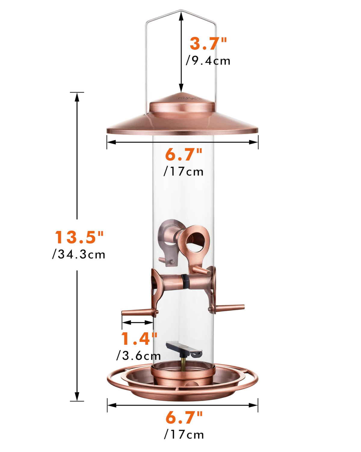 iBorn bird feeder outdoors brushed copper finish adds garden-friendly glow