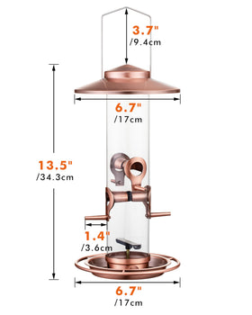 iBorn bird feeder outdoors brushed copper finish adds garden-friendly glow