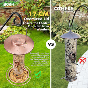 iBorn bird feeder outdoors four ports support multiple birds with minimal crowding