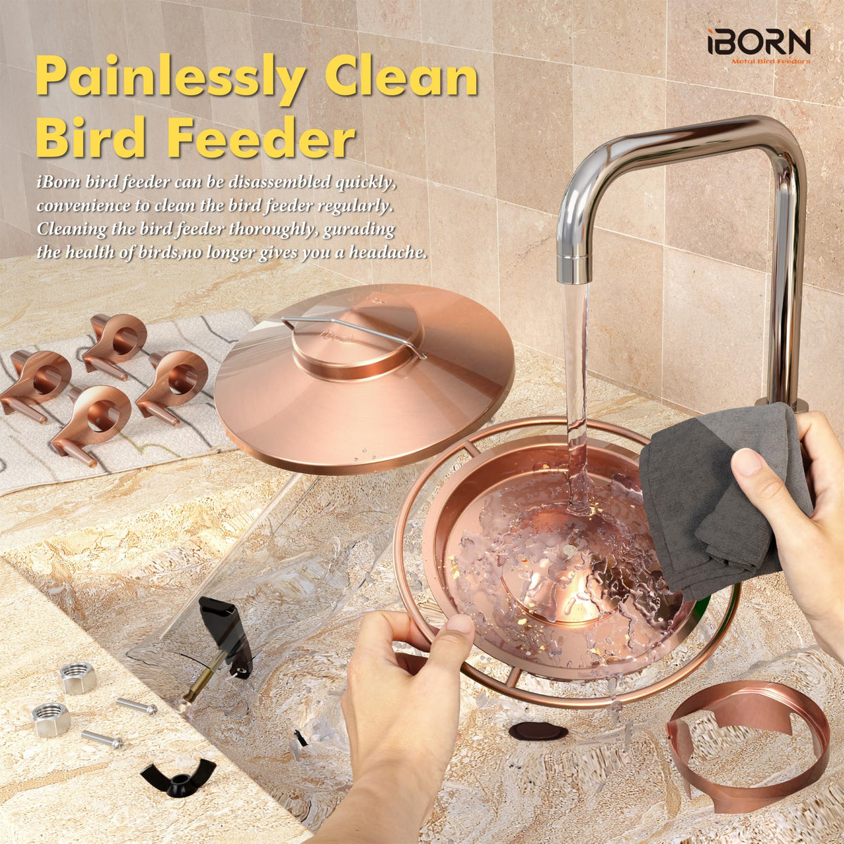 iBorn bird feeder outdoors squirrel deterrence design helps protect seeds from nibbling