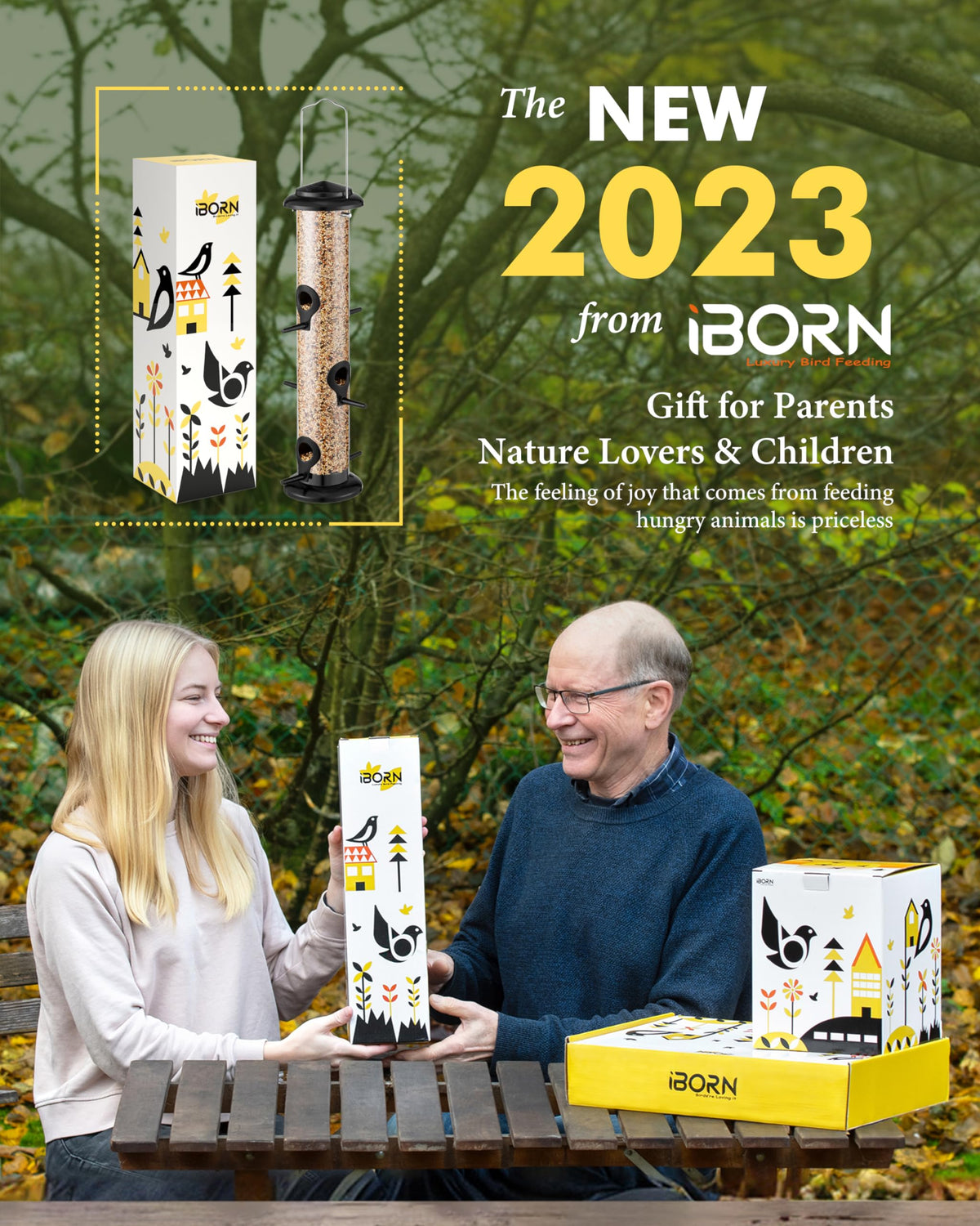 iBorn black metal feeder top-base view highlighting durable construction