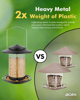 iBorn cardinal-friendly feeder attracts birds to the tray.