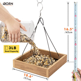 iBorn cedar-look finish on the feeder blends with nature while resisting weather.