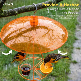 iBorn central-hook sunshade integrates with feeder to block leaks