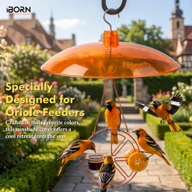 iBorn chew-proof polycarbonate sunshade resists nibbling and keeps feed area tidy