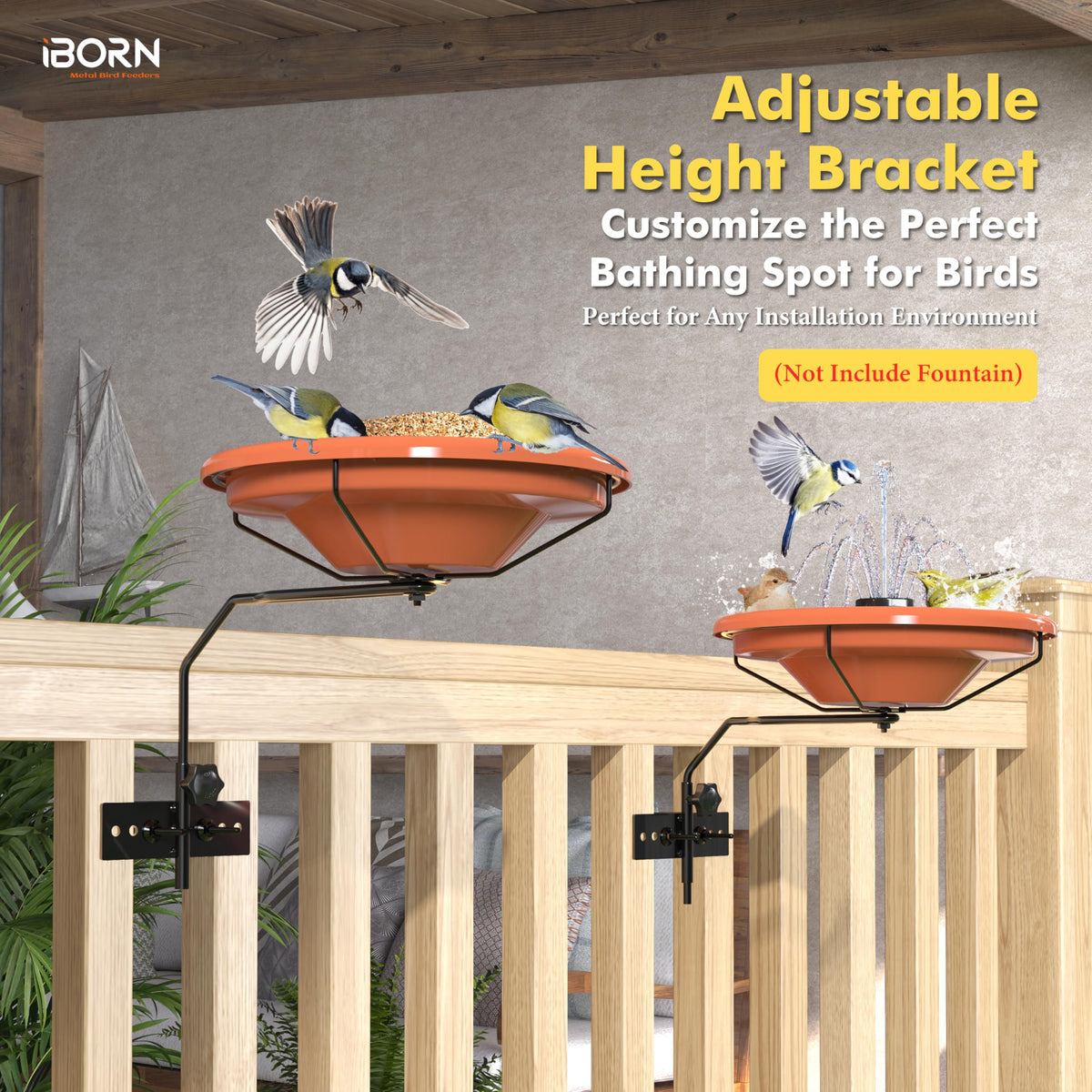iBorn deep 3.5-inch basin invites birds to bathe and sip comfortably.