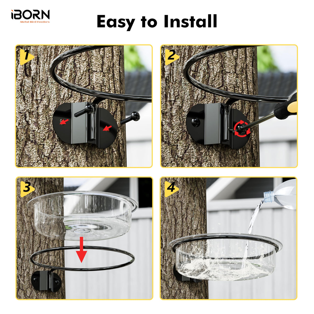 iBorn sturdy 1.3-inch self-tapping screws secure the tray firmly.