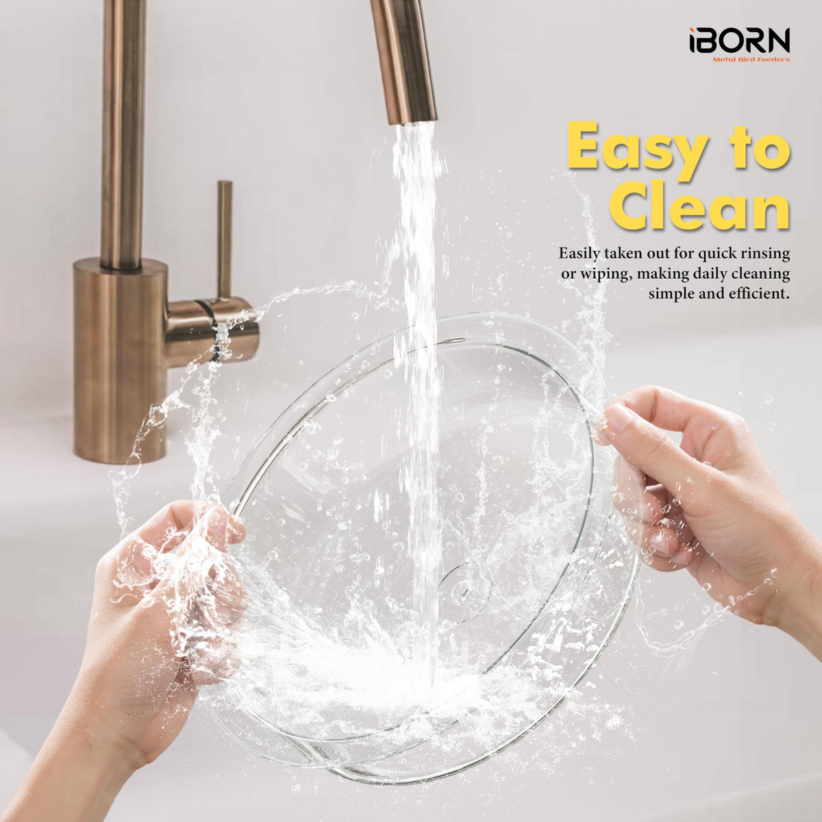 iBorn easy-clean rinse-friendly tray guards against spills while birds feed.