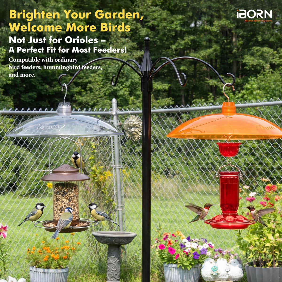 iBorn easy-install sunshade fits most hanging feeders quickly