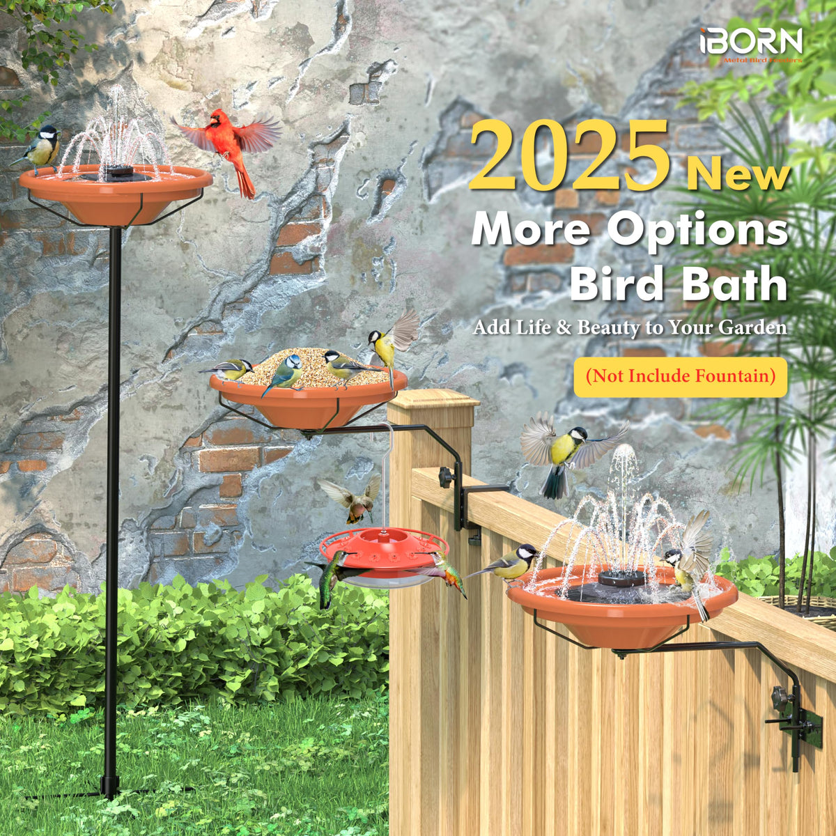 iBorn fence-mount brackets provide stable mounting for year-round outdoor use.