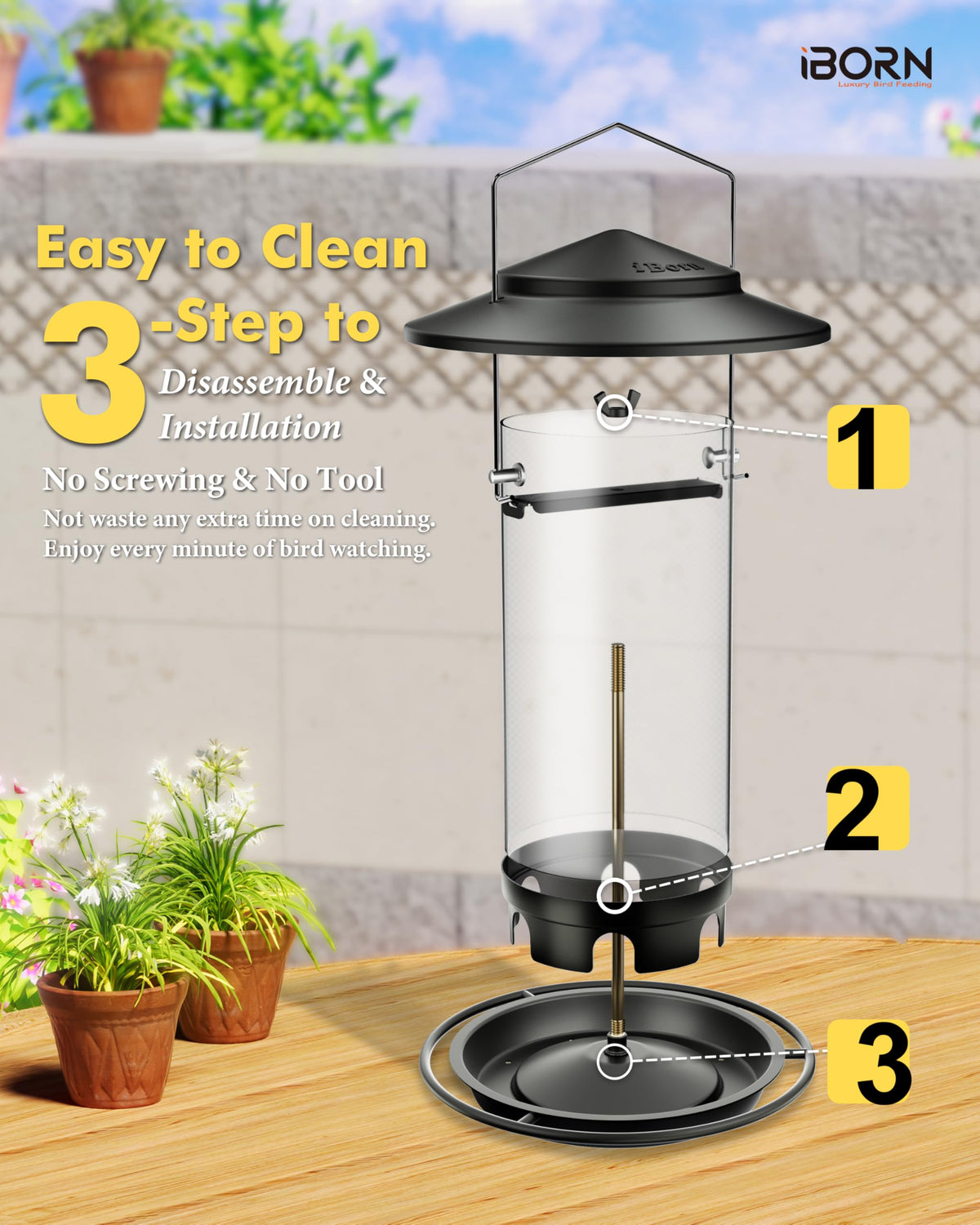 iBorn flip-top lid enables quick, one-handed refills.