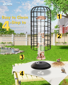 iBorn 14 inch capacity feeder reduces refills during busy bird activity