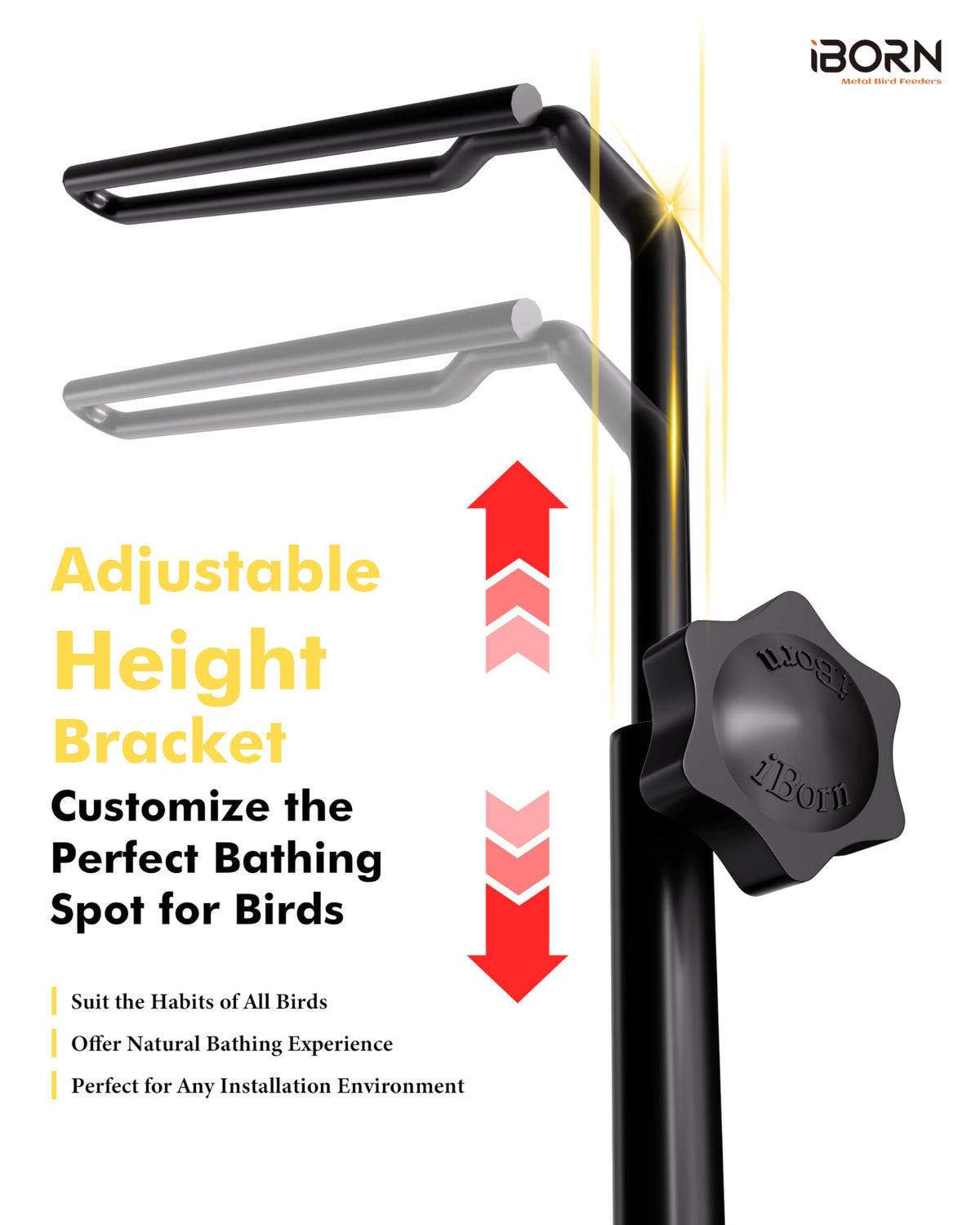 iBorn 360-degree rotatable bracket supports seasonal sun and shade adjustments.