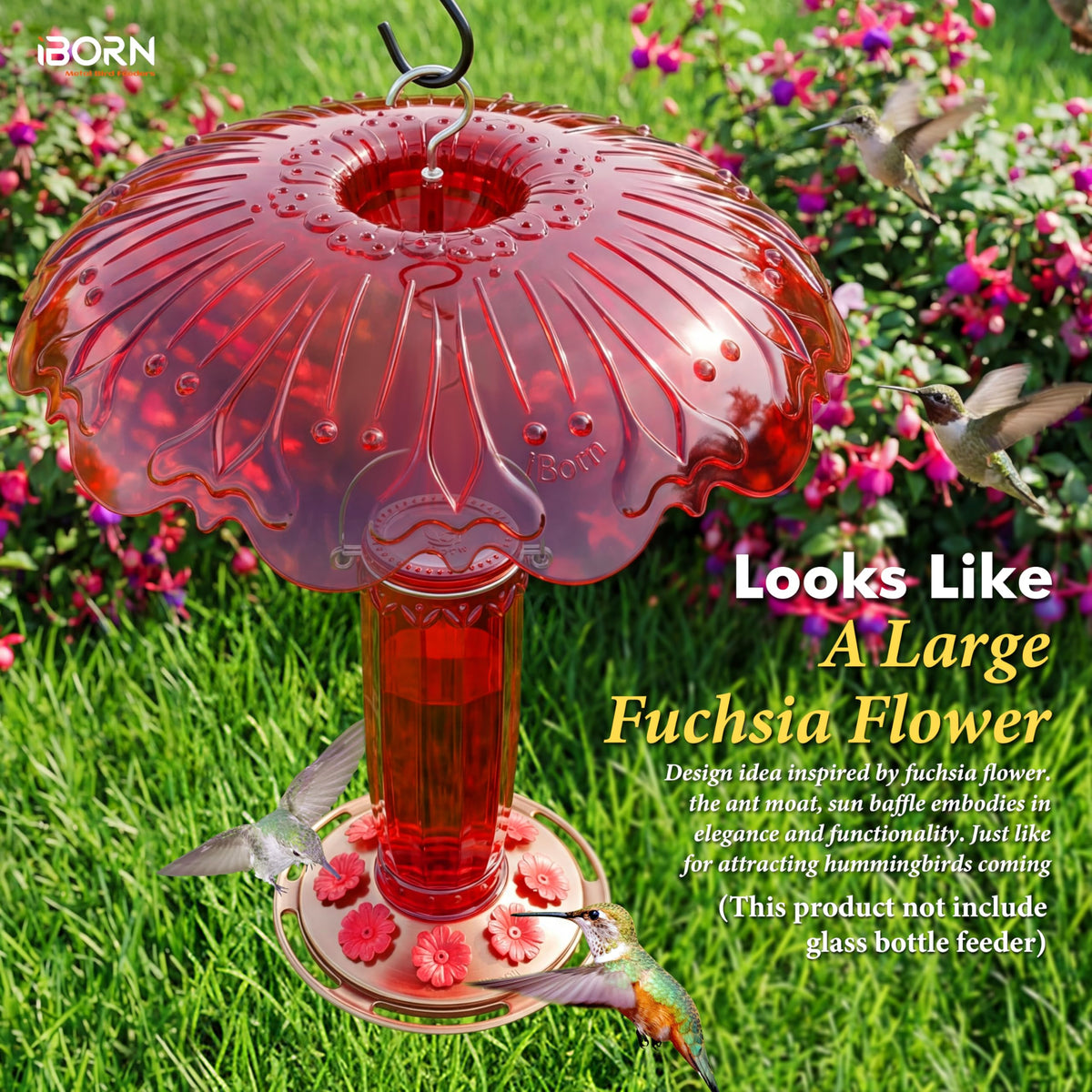 iBorn red feeder cover enhances garden decor while shielding feeding area