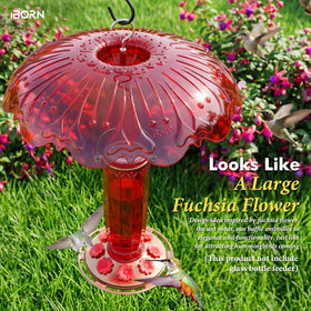 iBorn red feeder cover enhances garden decor while shielding feeding area