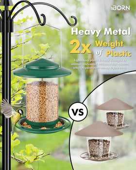 iBorn feeder supports cardinals and other perching birds.