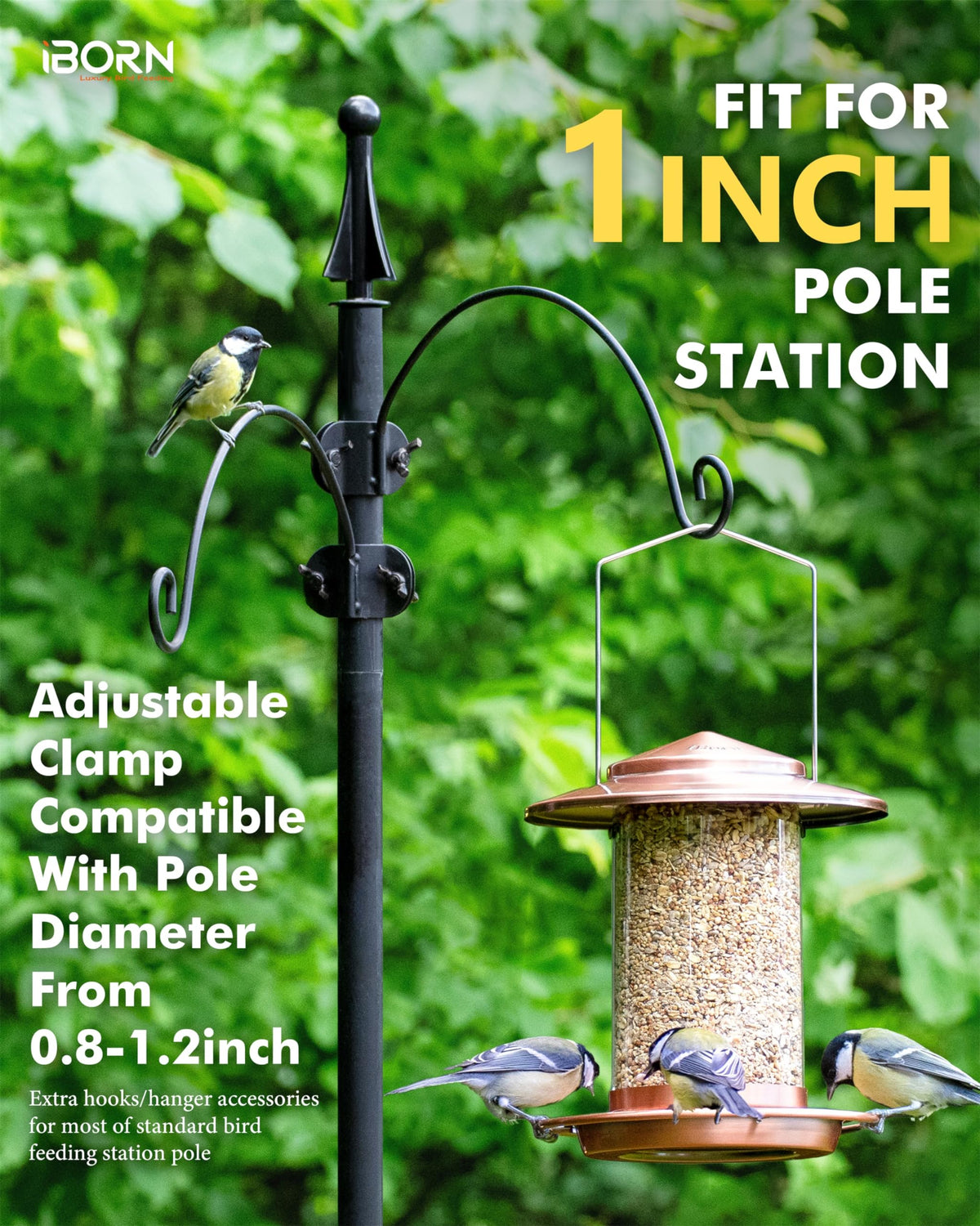 iBorn metal bird feeder kit enables durable outdoor installation