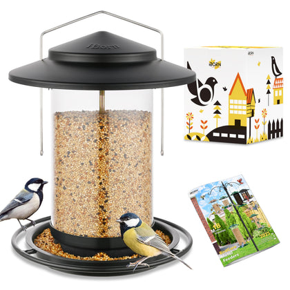 iBorn metal bird feeder in outdoor setup, easy hanging.