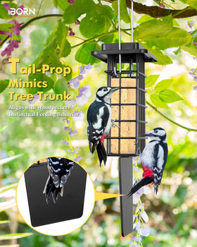 iBorn Metal Suet Feeder drainage holes keep seeds fresh and dry.
