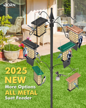 iBorn Metal Suet Feeder's taller grid improves grip for woodpeckers and small birds.