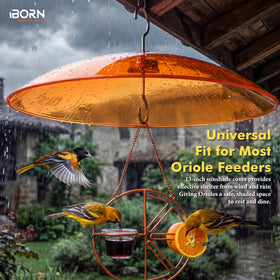 iBorn orange sunshade cover adds color and attracts orioles to the feeder
