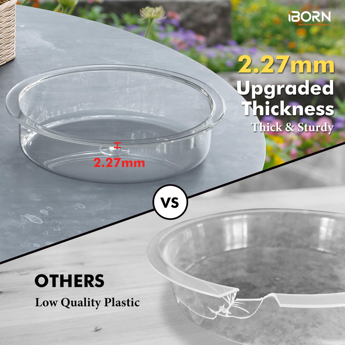 iBorn pack of two trays offers versatile indoor or outdoor bird feeding.