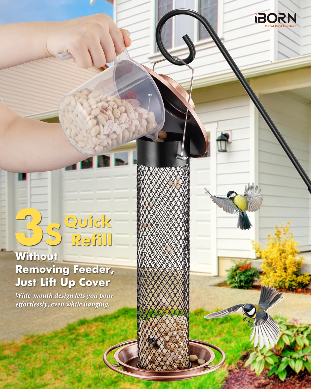 iBorn Peanut Bird Feeder 0.8 cm openings ensure smooth seed flow