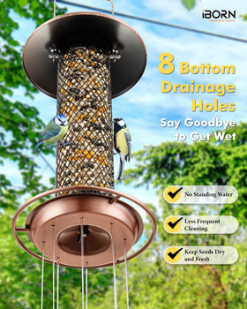 iBorn Peanut Bird Feeder spill-proof design keeps seeds contained