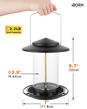iBorn six-port feeder with roof and tray for organized seed flow.