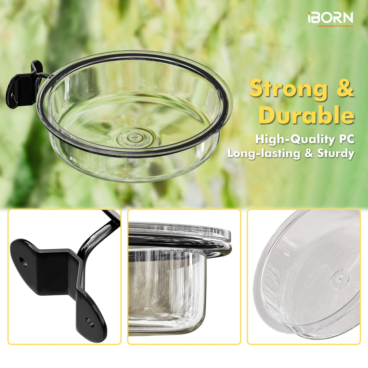 iBorn smooth-edge mesh tray prevents injuries during installation and feeding.