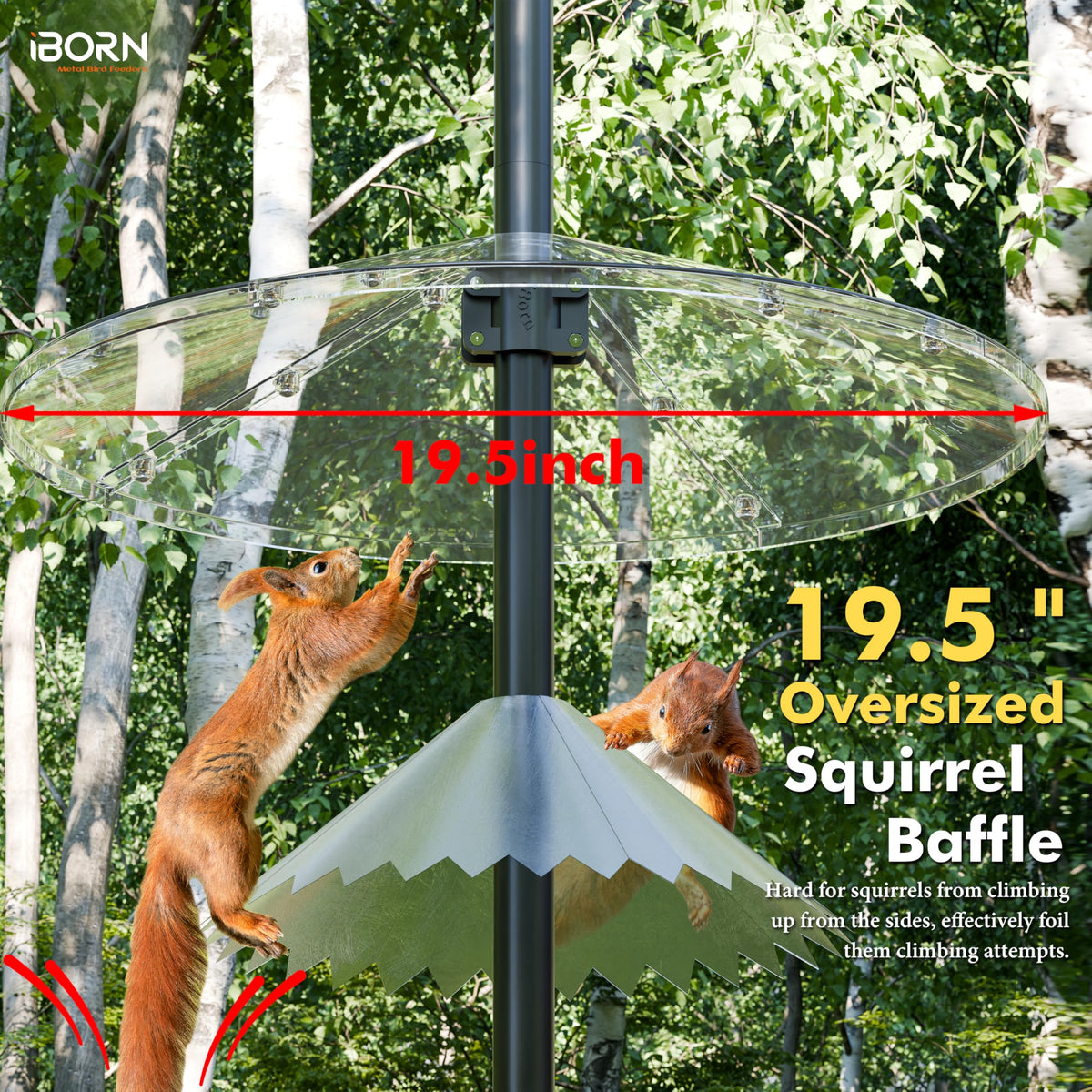 iBorn Squirrel Baffle central-hook design seals gaps and blocks rain
