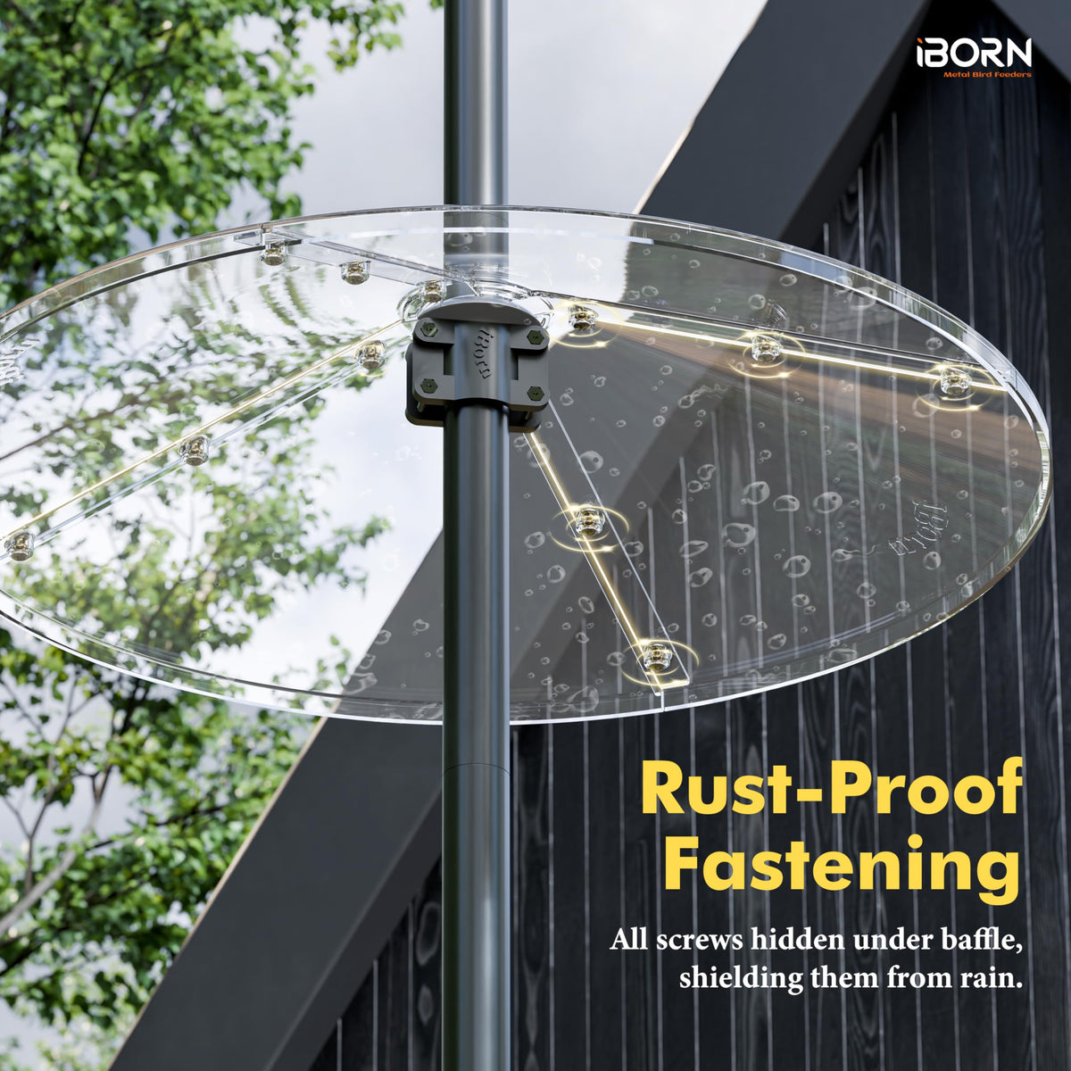 iBorn Easy-install design works with common bird feeder poles