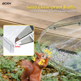 iBorn Durable outdoor baffle prevents squirrel access and feeder mess