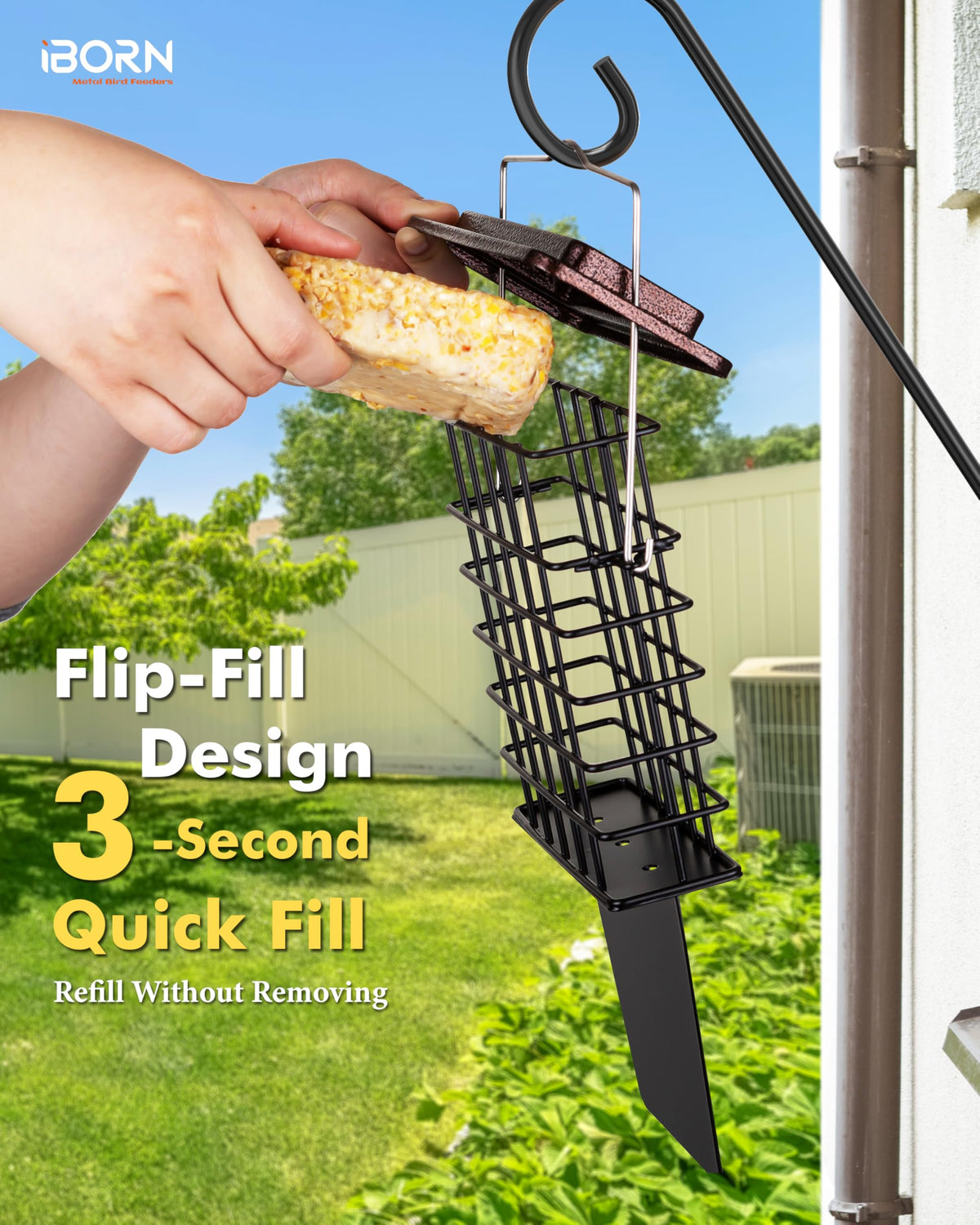 iBorn Suet Feeder rainproof roof protects suet during rain