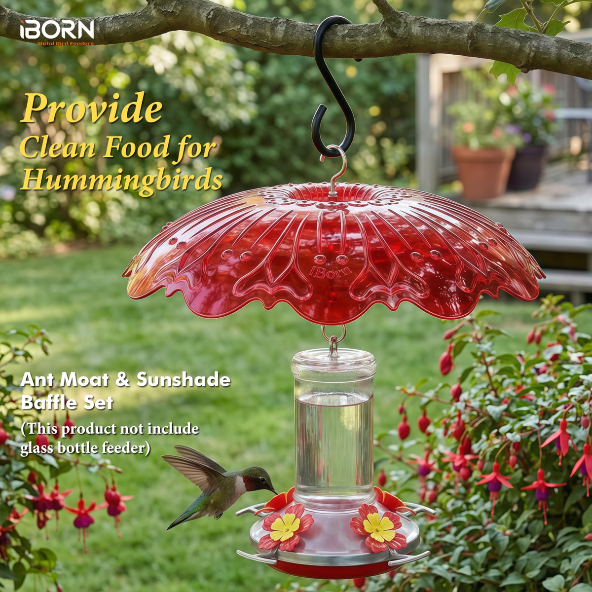 iBorn sun-baffle in fuchsia design attracts hummingbirds to the yard
