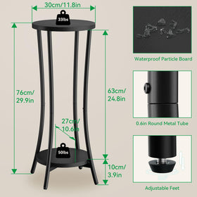 IBUYKE Corner plant stand with woodgrain finish enhances compact spaces.