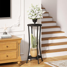 IBUYKE Modern round plant shelf elevates living room decor.