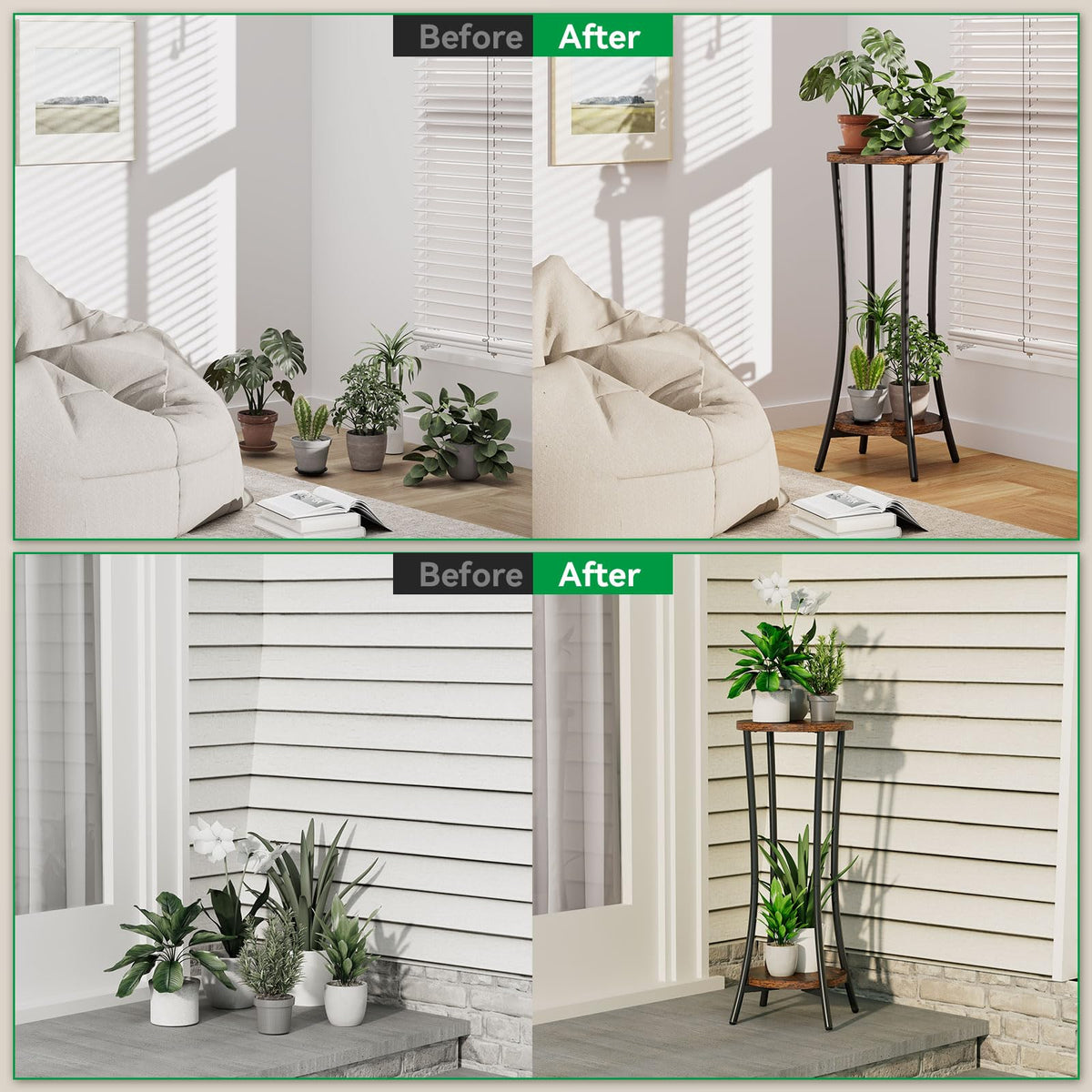 IBUYKE plant stand in living room setup demonstrates versatile decor fit.