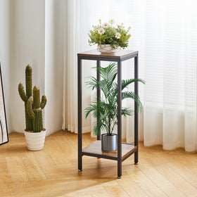 IBUYKE rustic brown finish plant stand adds warmth to living spaces