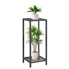 IBUYKE two-tier corner plant stand front view optimizes decorative space
