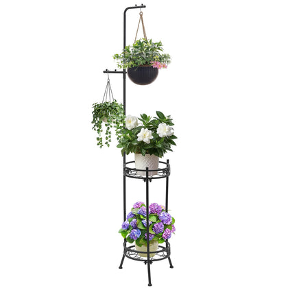 Icewogo adjustable plant stand showcases top hanging space for tall indoor plants.