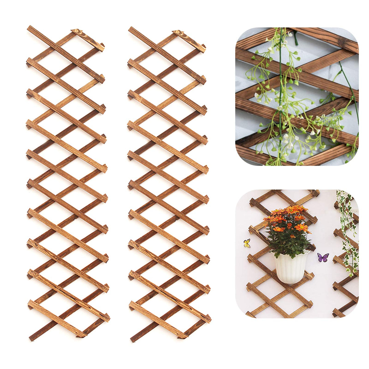 Iceyyyy Wood Lattice Wall Planter 2-Pack setup showcases expandable design for flexible spacing.
